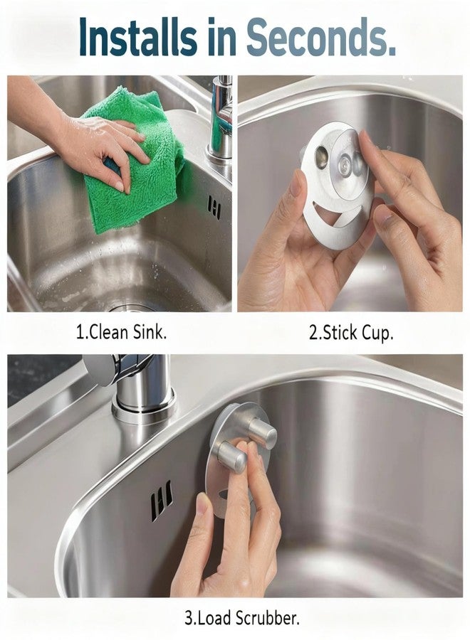 Yoshiky Stainless Steel Smiley Face Dish Sponge Holder, Silver Sink Caddy Organizer Storage with Suction Cup for Kitchen, Kitchen Sink Accessories Decor Scrubber Holder with Gift Box - Image 5